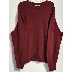 King Size Mens XL Burgundy Cotton Crewneck Pullover Sweater Big and Tall Red